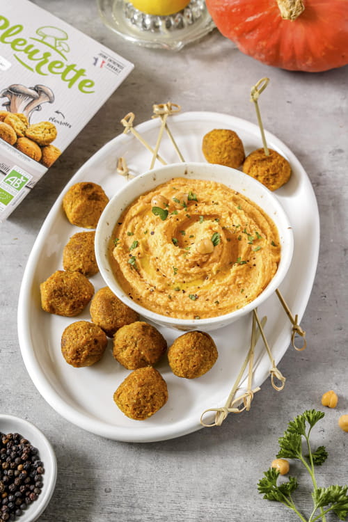 Houmous au potiron et aux boulettes curry