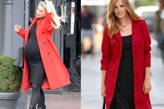 Michelle Hunziker : un manteau rouge