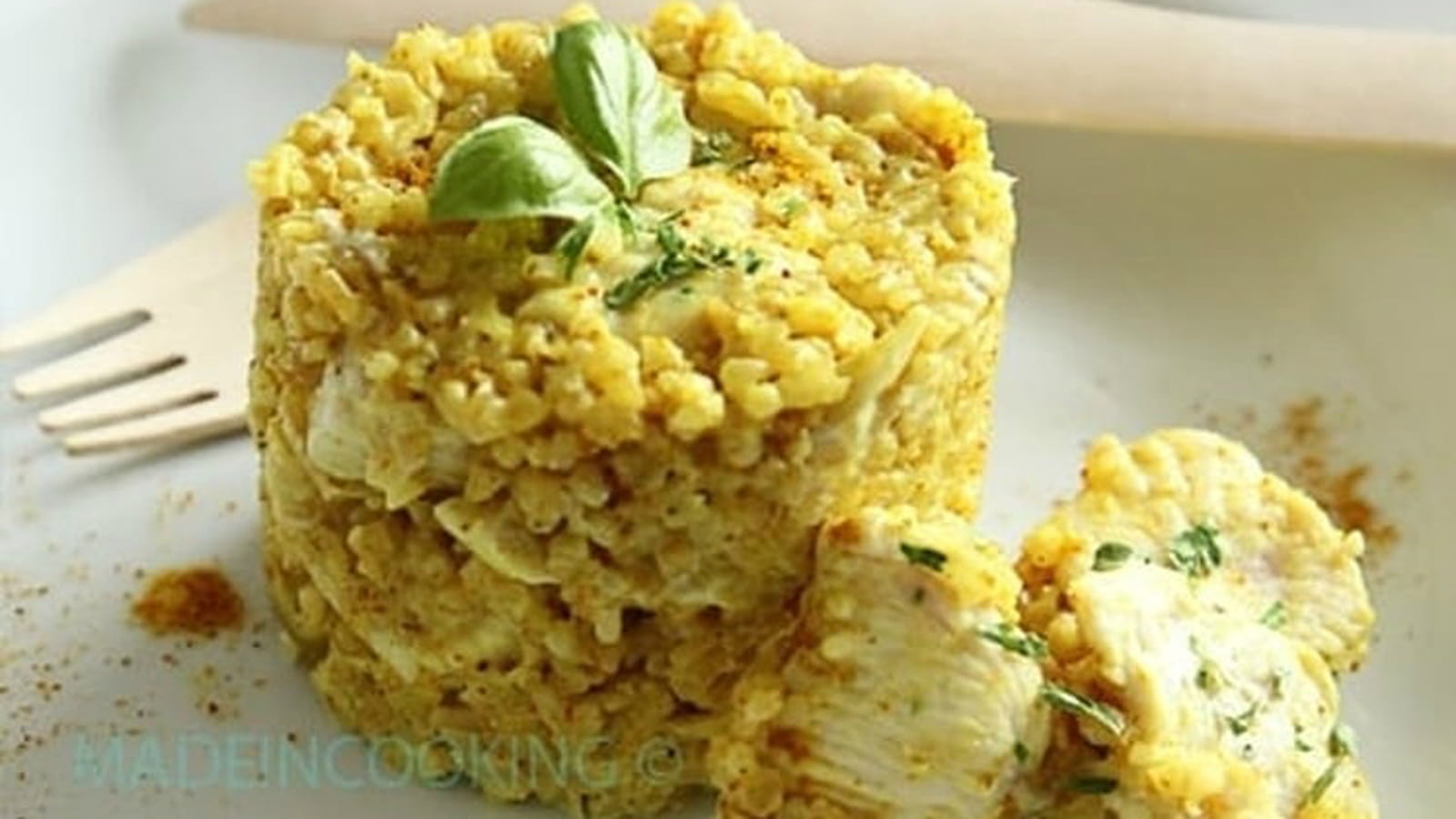 Risotto de boulgour au poulet et au curry
