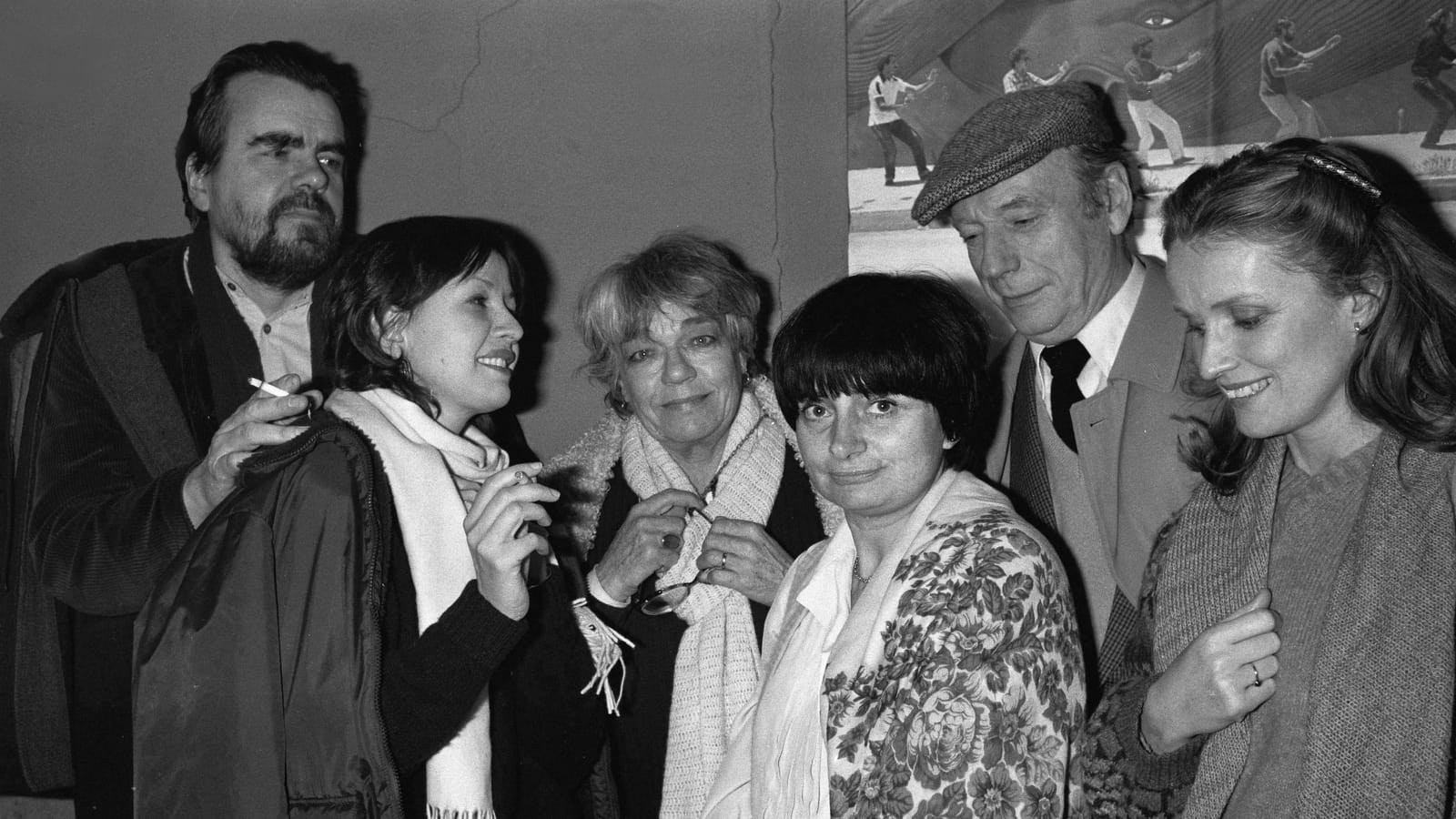 Michael Lonsdale, Simone Signoret, Agnes Varda, Yves Montand et Marie Christine Barrault
