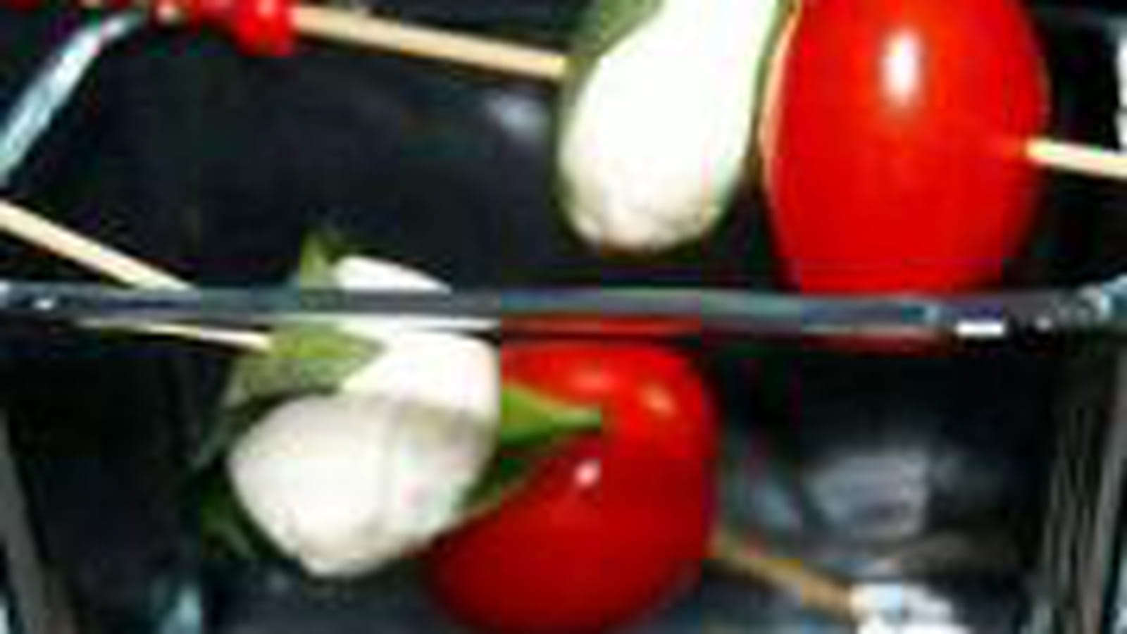 Brochettes coeur de pigeon, mozzarella, basilic