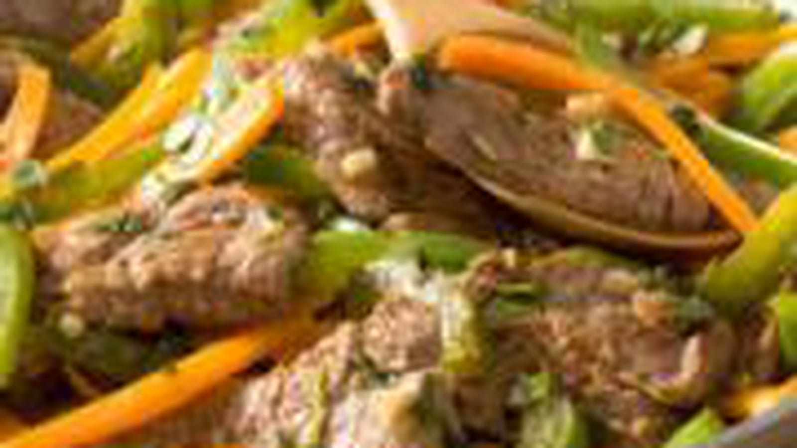 Poêlée de boeuf mariné aux légumes croquants