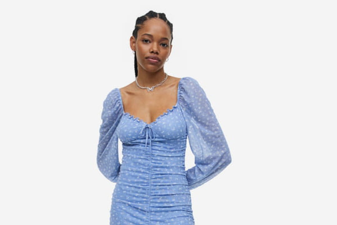 Robe froncée en mesh