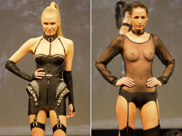 Gu&ecirc;pi&egrave;re burlesque de Bordelle et body transparent de Maison Close