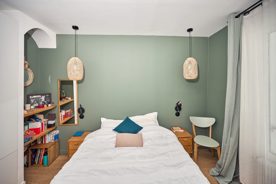 Apr&egrave;s&nbsp;: une chambre parentale vert sauge