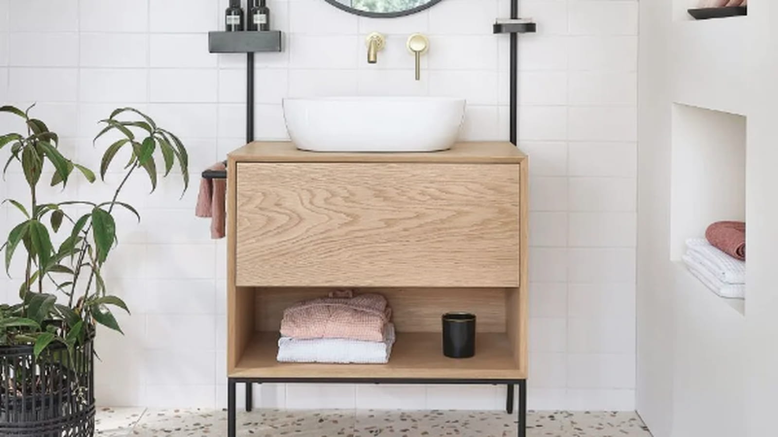 Meuble vasque avec portant