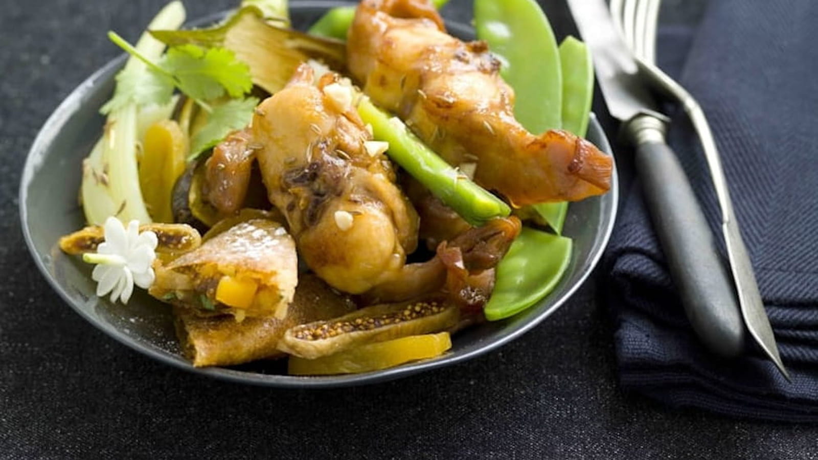Tranche de râble rôtie – brick en sucré salé, saveurs d’un tajine
