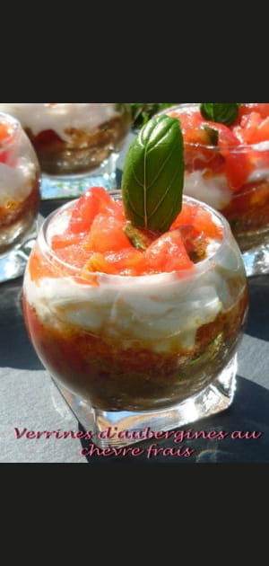 Verrines d'aubergine au ch&egrave;vre frais