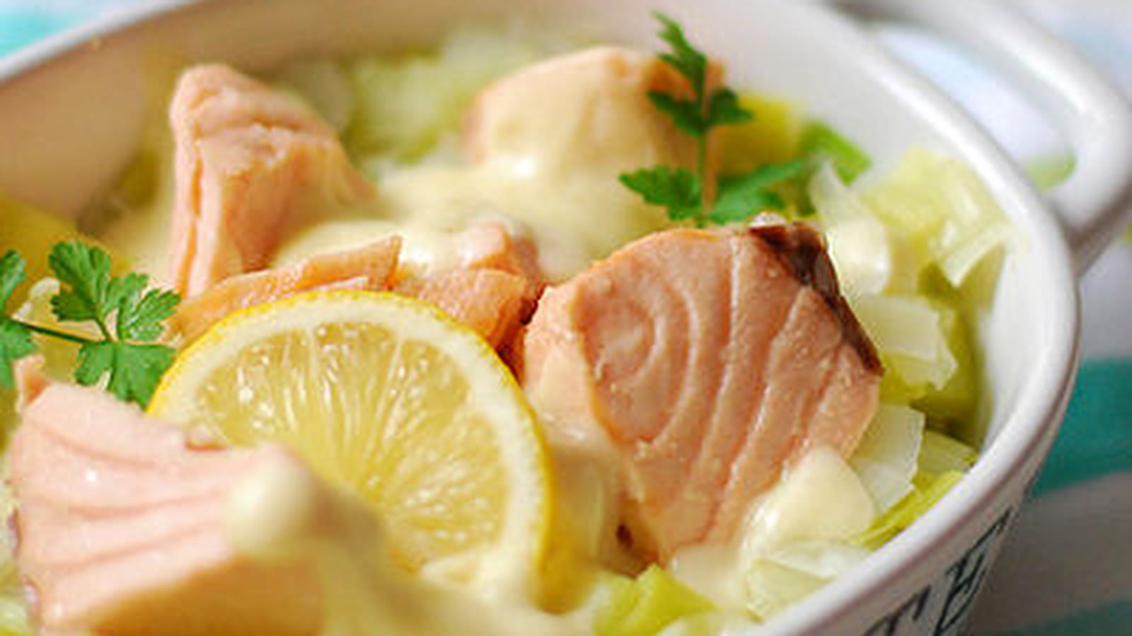 Blanquette de la mer saumon poireau