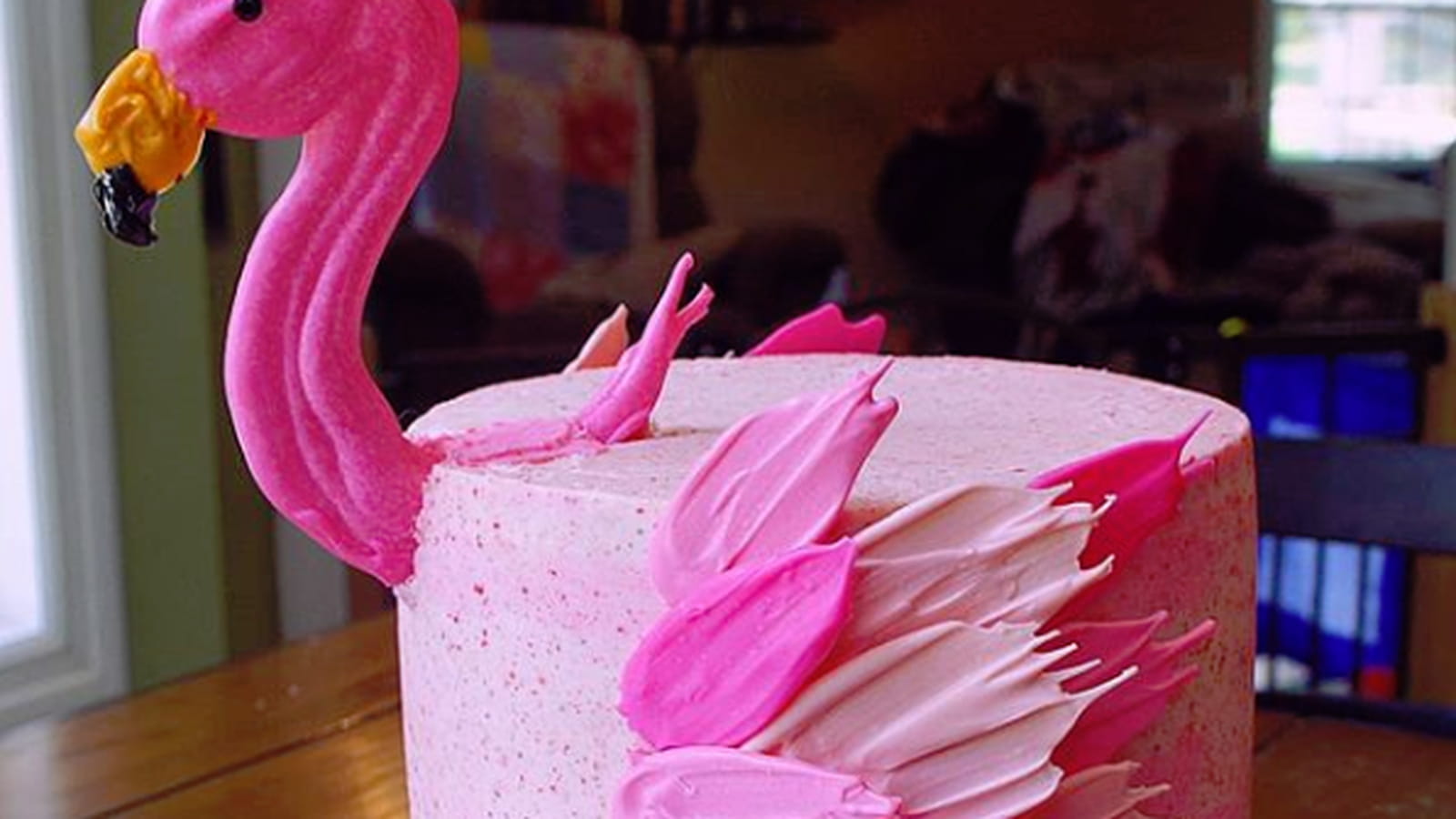 La brushstroke cake flamant rose