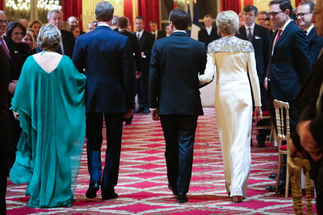 Le Duc et la Duchesse du Luxembourg accompagnés par Emmanuel et Brigitte Macron