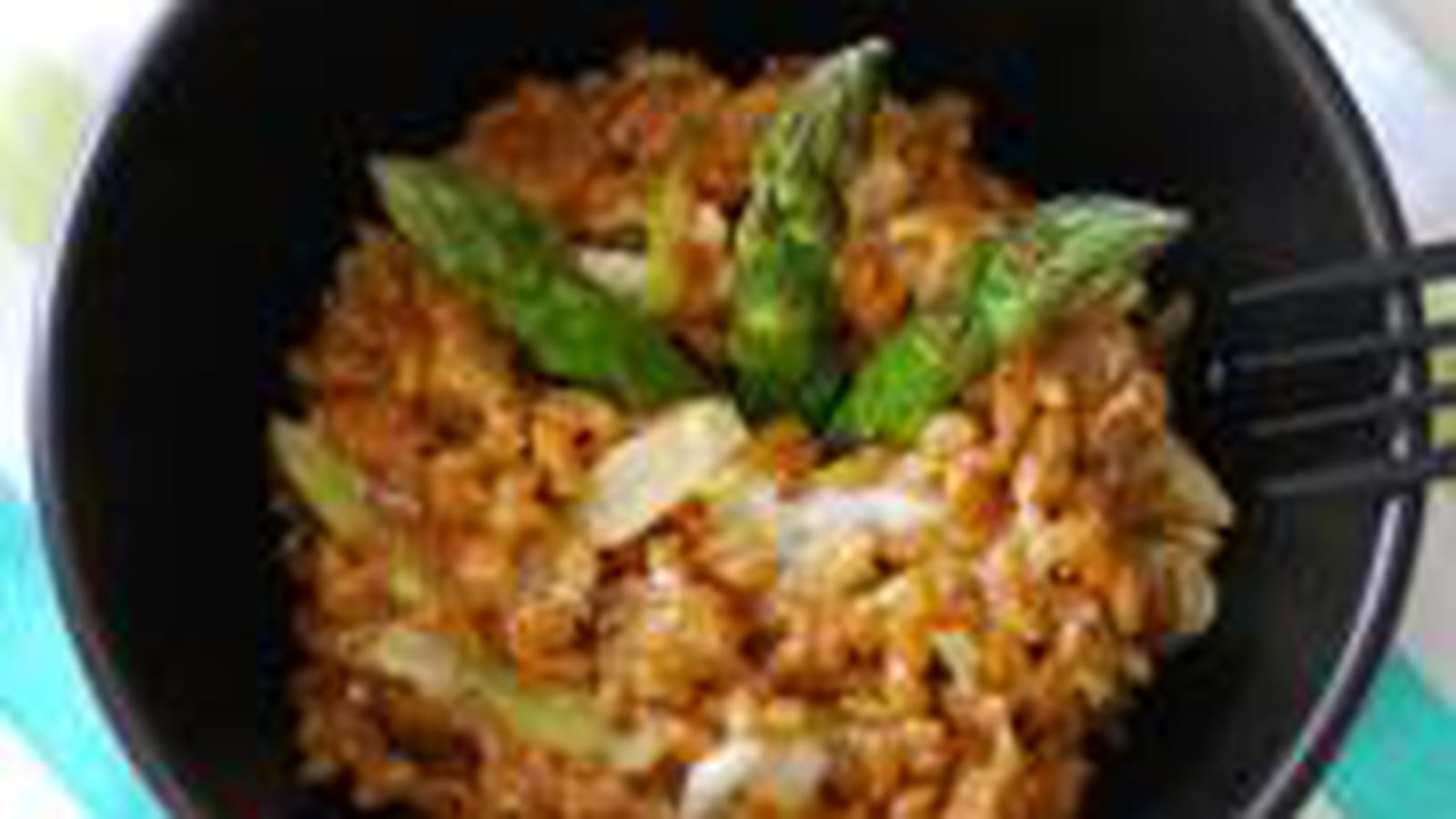Epeautre en risotto asperges gorgonzola