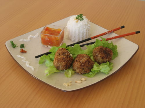 Boulettes de viande enrobées de noix de coco