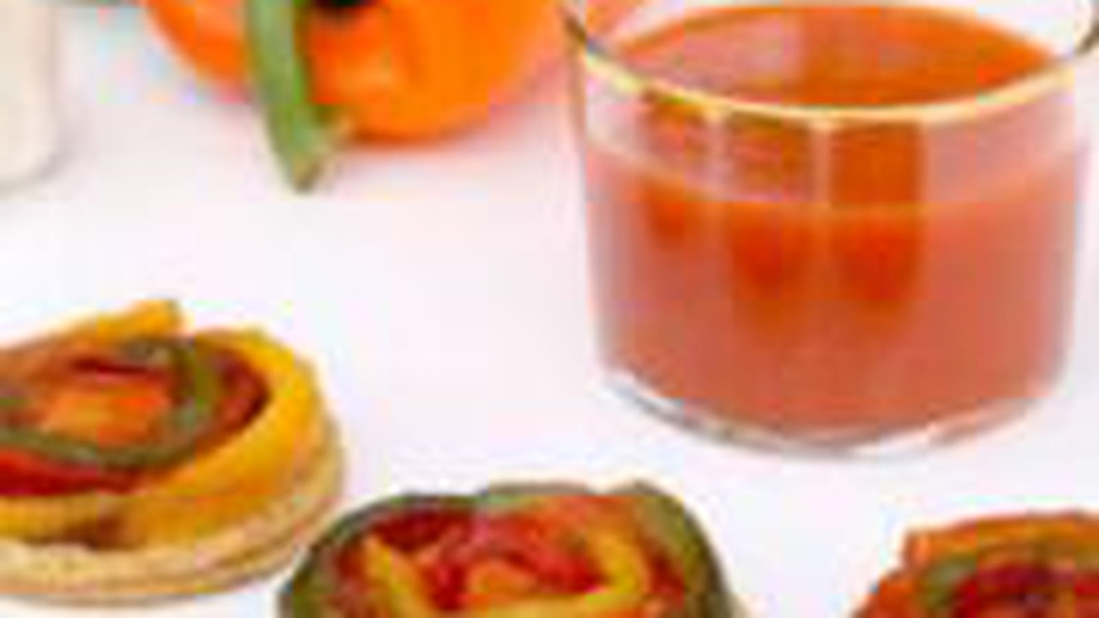 Les mini tartes Tatin pimentées de poivrons grillé marinés à l'huile d'olive