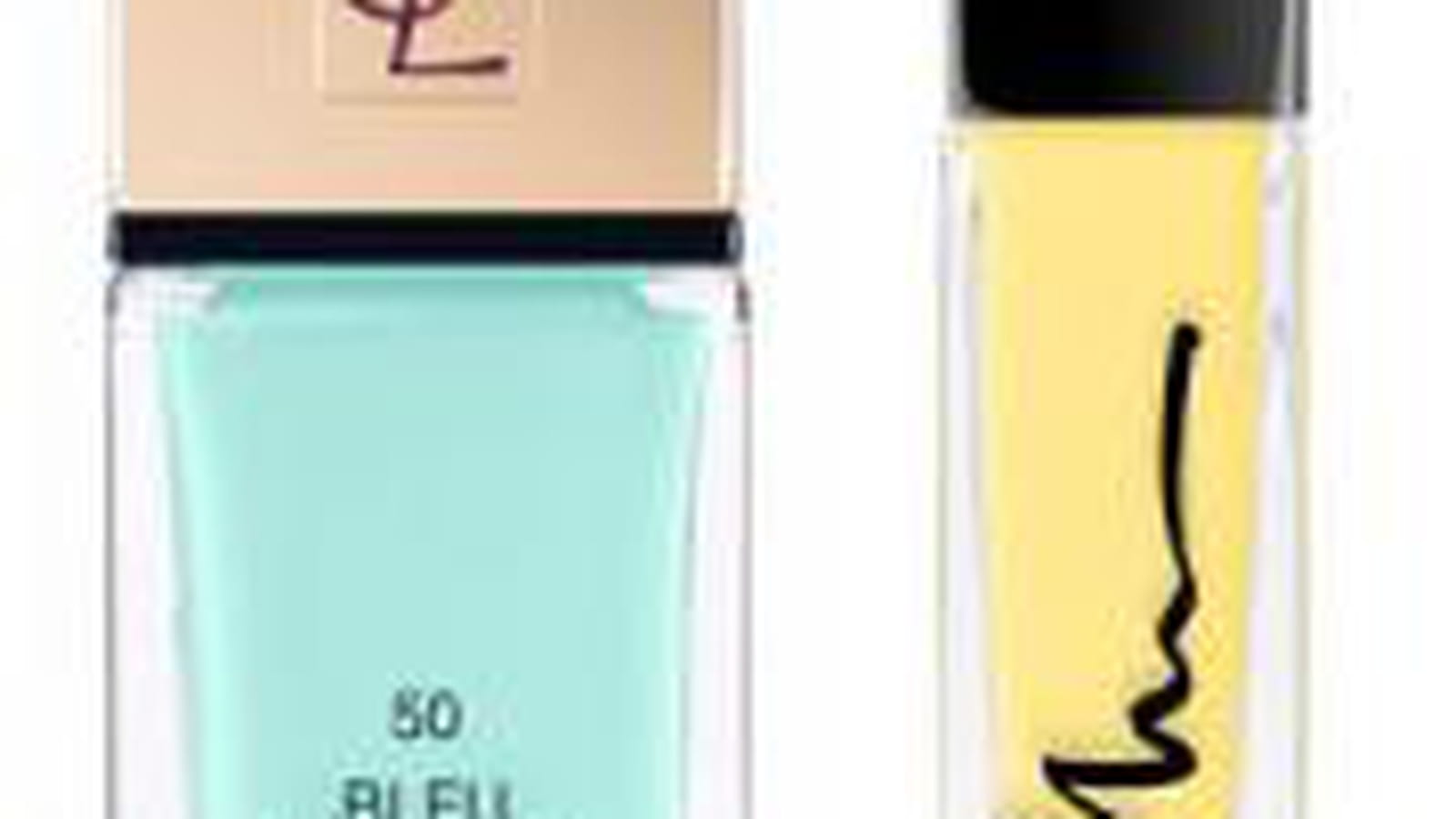Vernis bleu ciel et jaune pastel