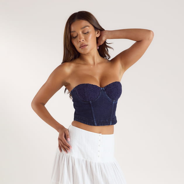 INDIGO DENIM CORSET TOP