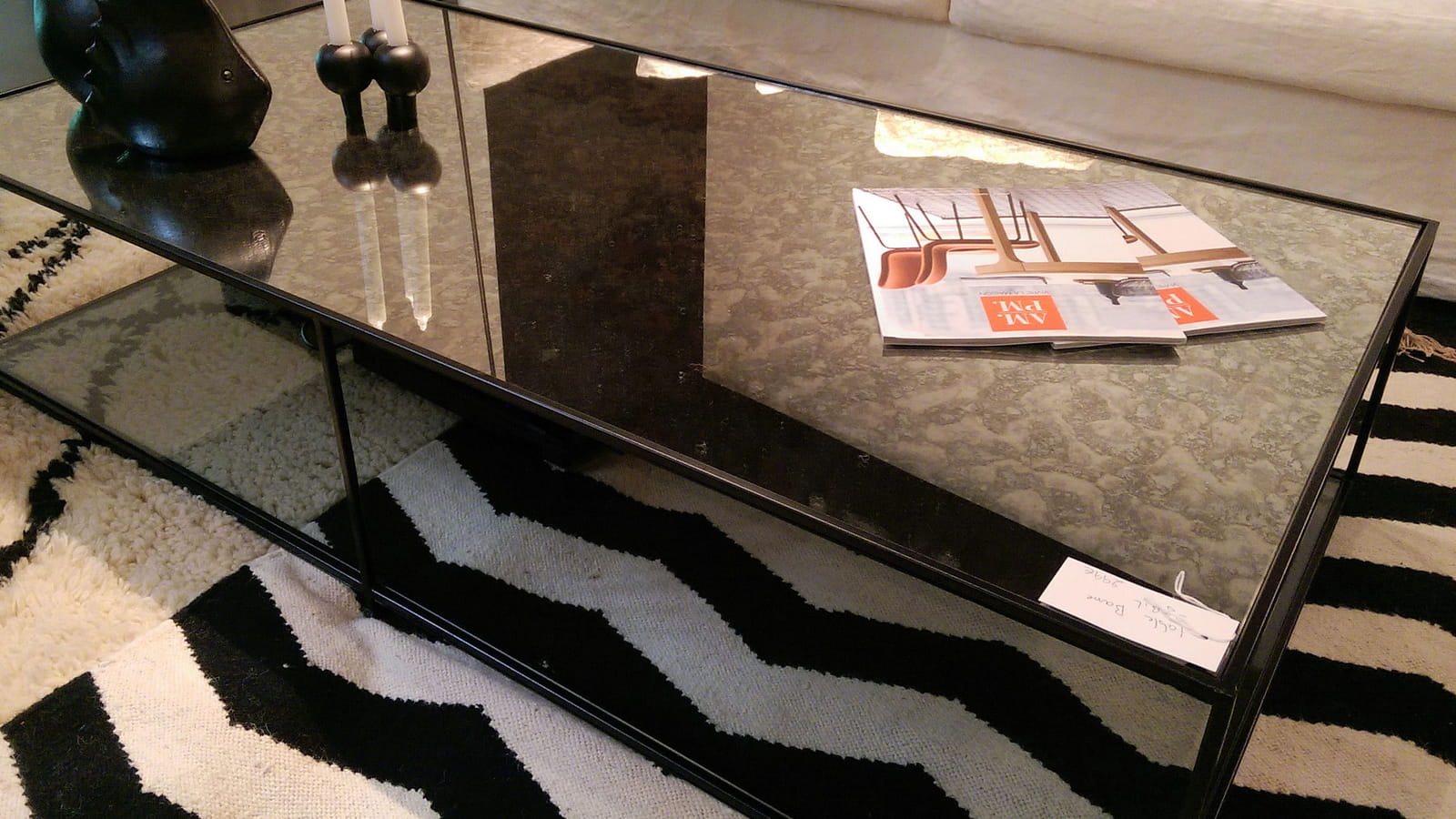 Table basse miroir vieilli