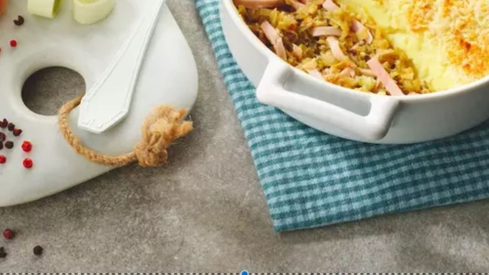 Parmentier croustillant au jambon et poireaux