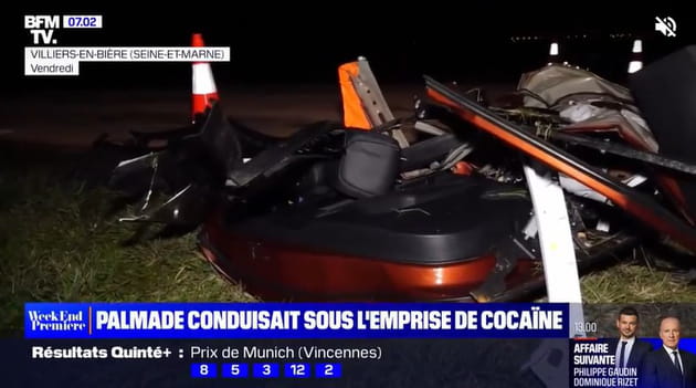 Voiture explosée lors de l'accident de Pierre Palmade