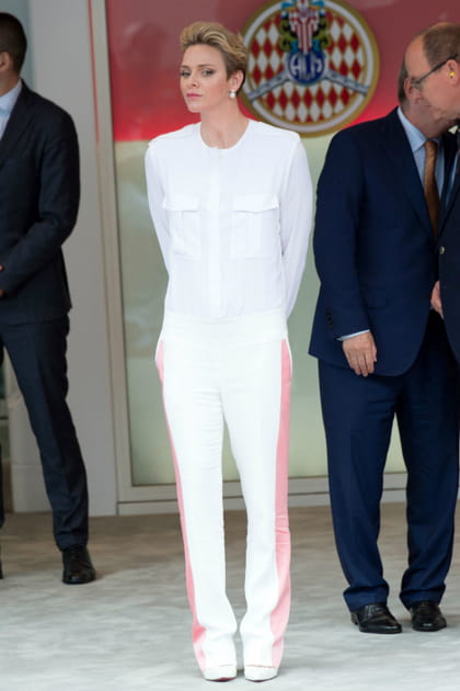 Charl&egrave;ne de Monaco en total look blanc