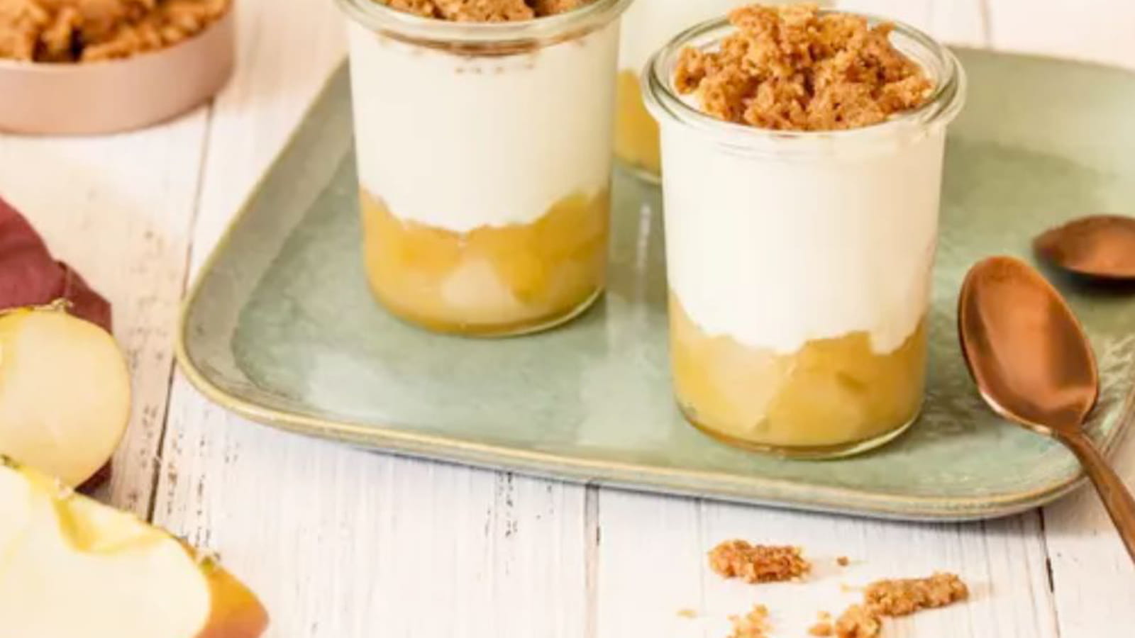 Verrines crumble pomme poire