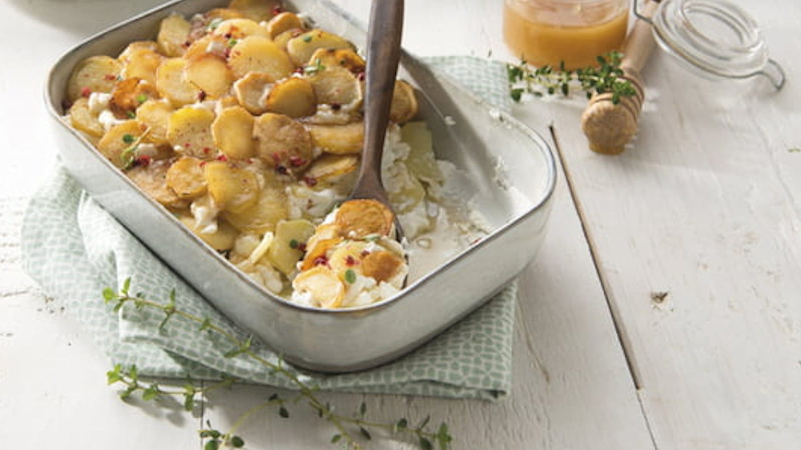 Gratin de Ratte du Touquet au chèvre & miel