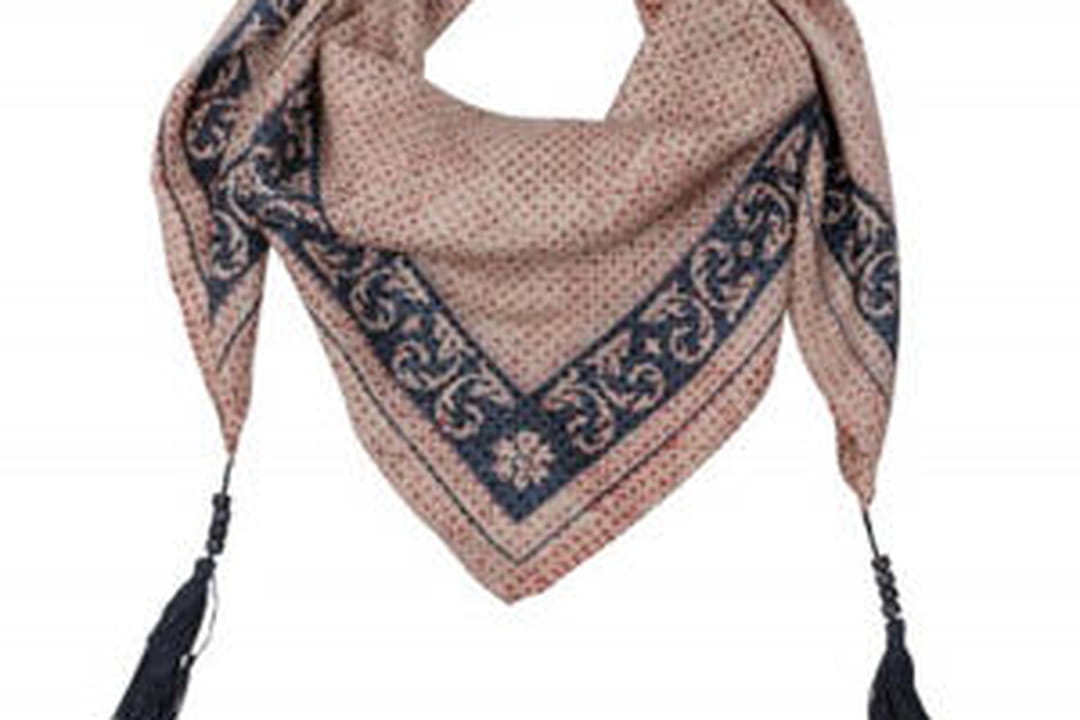 Foulard Carré En Soie CAROLL Paris - Ancien, Couleur Bleue, Occasion - Accessoire Vintage élégant