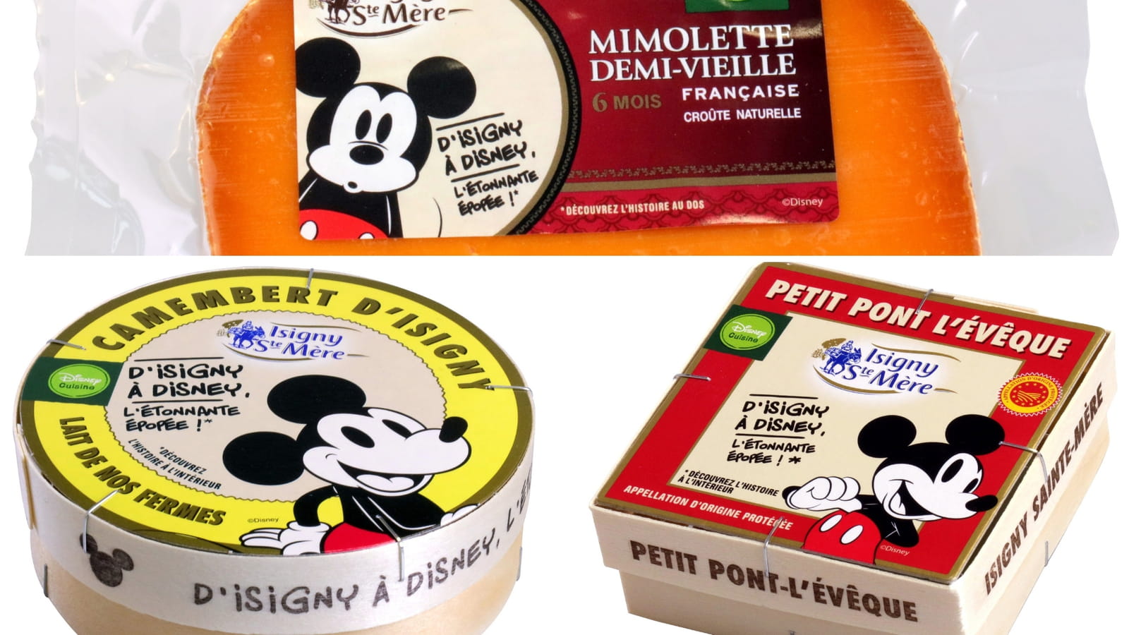 Les fromages D'Isigny Sainte-Mère à l'effigie de Mickey