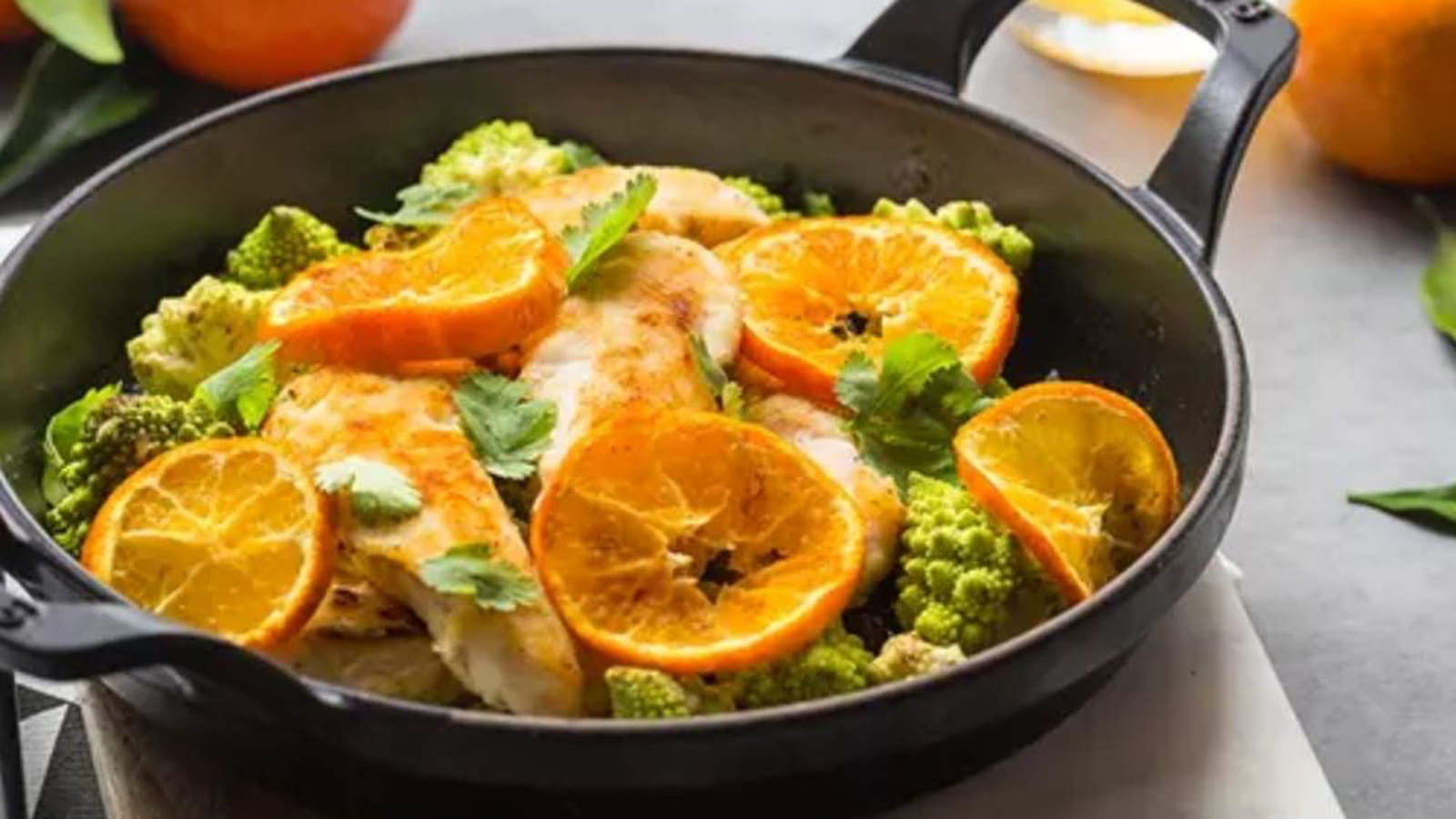 Flexi’lunch au poulet, choux Romanesco et Clémentines de Corse IGP