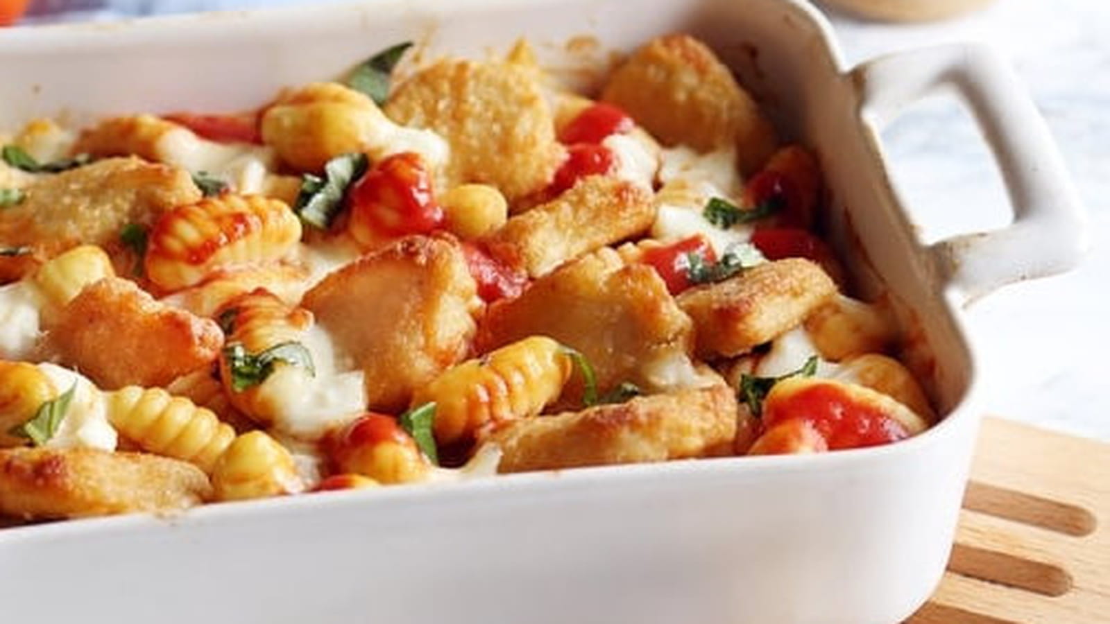 Gratin de gnocchis et nuggets de poulet