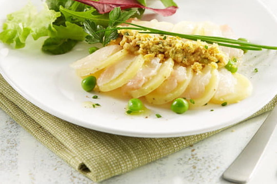 Carpaccio de Ratte du Touquet et dorade, sauce gribiche