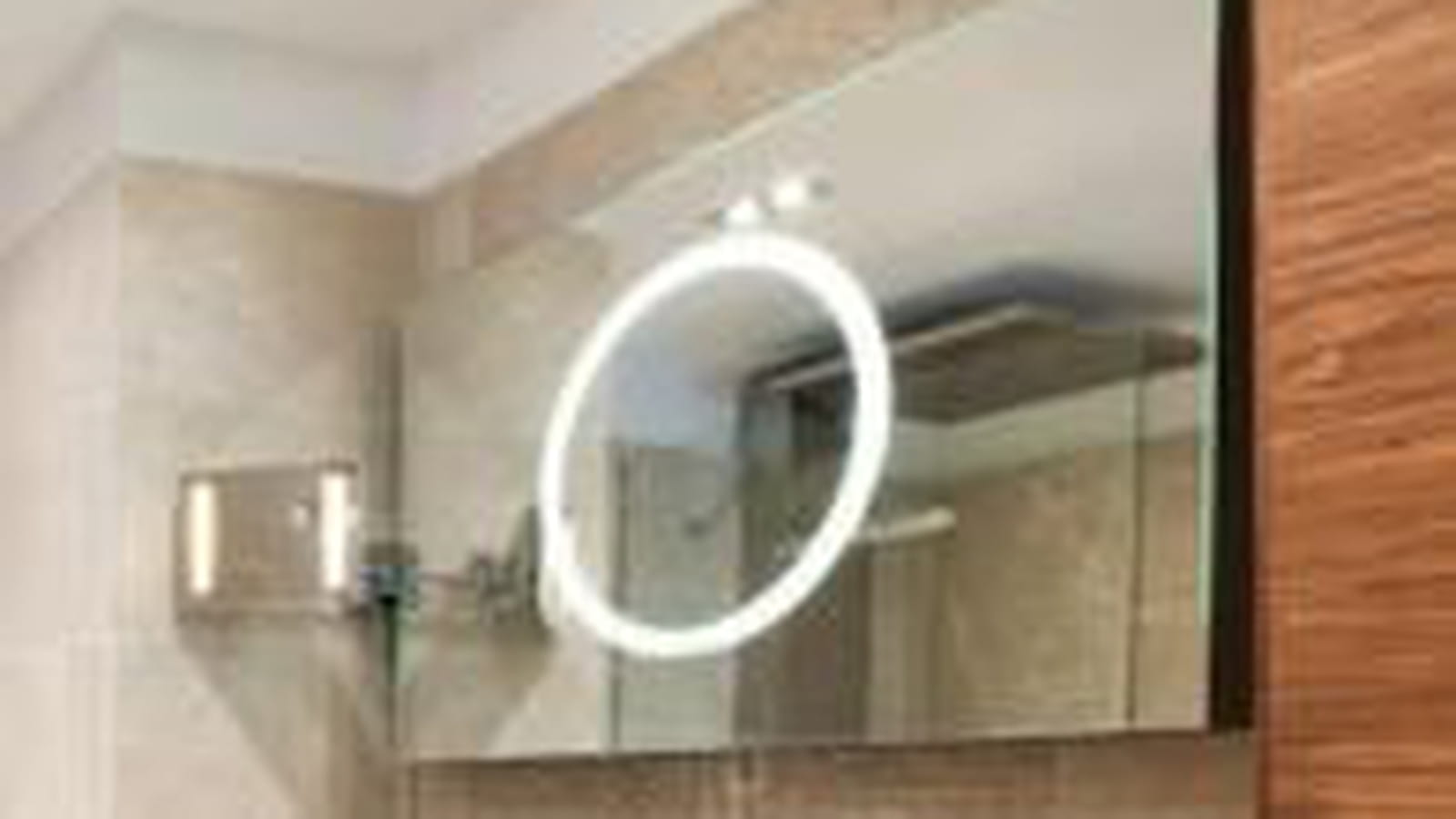 Miroir lumineux et vasque galet