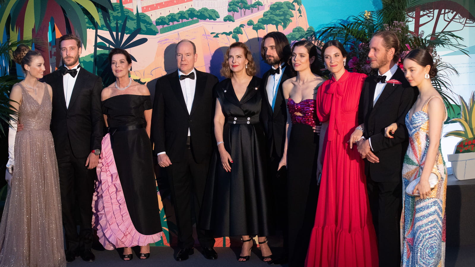 Béatrice Borromeo, Pierre Casiraghi, Caroline de Hanovre, Albert de Monaco, Carole Bouquet, Dimitri Rassam, Charlotte Casiraghi, Tatiana Santo Domnigo, Andrea Casiraghi et Alexandre de Hanovre
