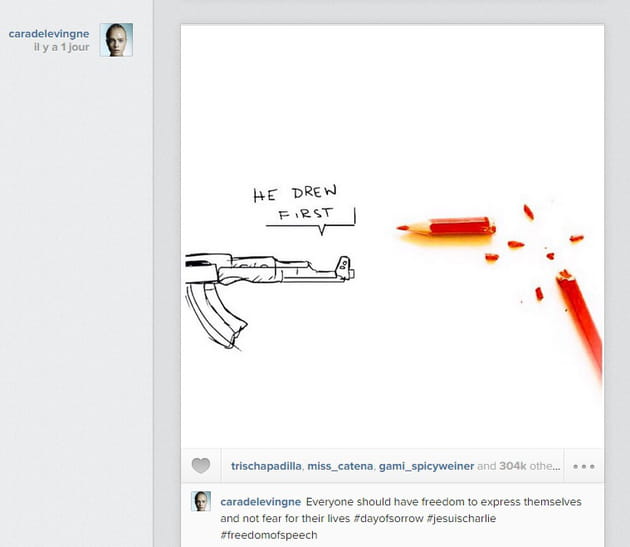 Cara Delevingne soutient Charlie Hebdo