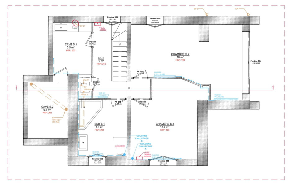 Le plan du sous-sol avant travaux