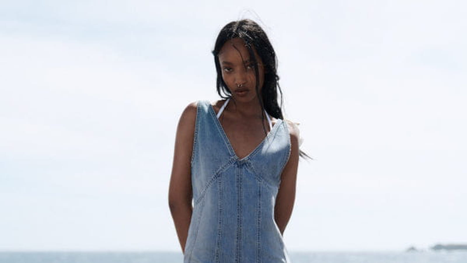 Robe en jean longue Zara