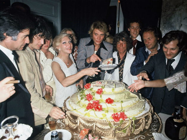 Johnny Hallyday et Line Renaud, sa marraine