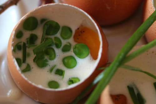 Oeuf chaud-froid écume au sirop d'érable et Ossau-Iraty