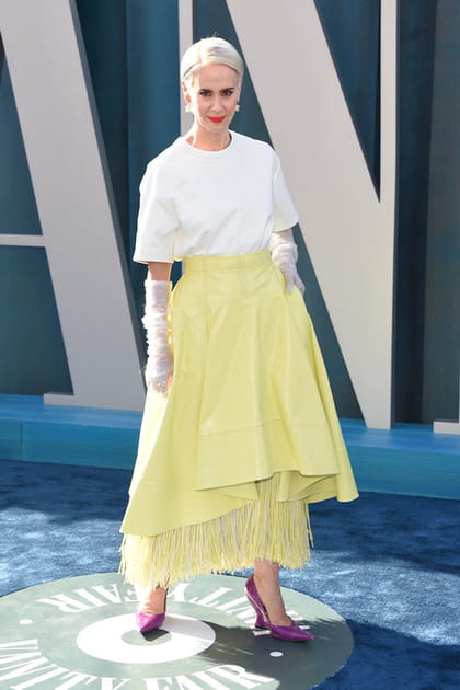 Sarah Paulson en ensemble Bottega Veneta