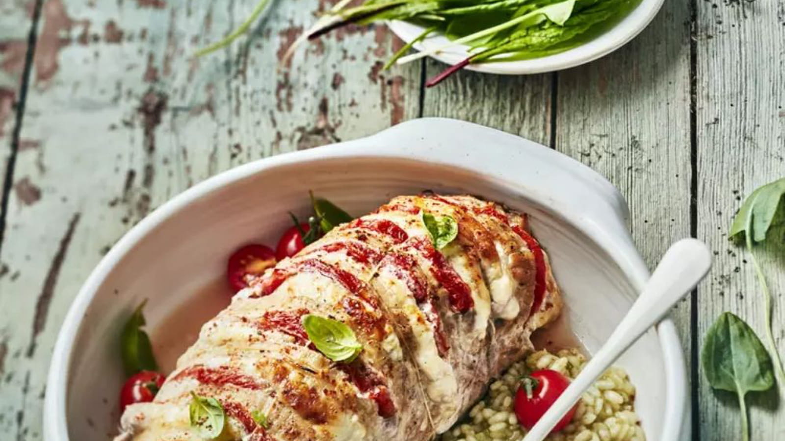 Orloff de veau, tomate, mozzarella et risotto d'oseille