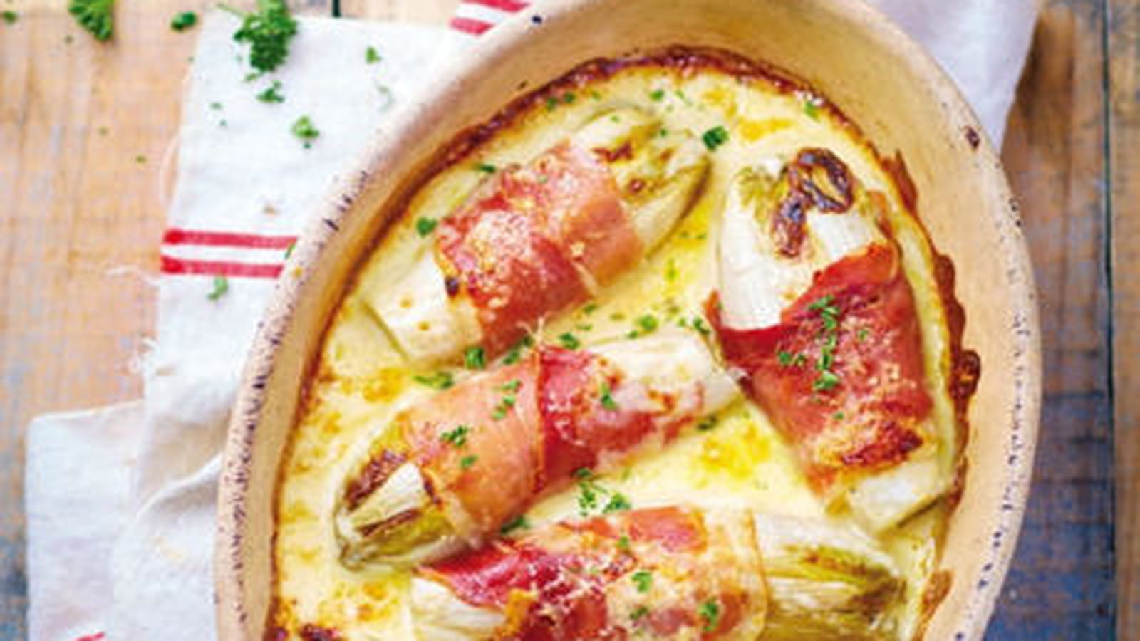 Gratin d'endives à l'Etivaz AOP et au speck