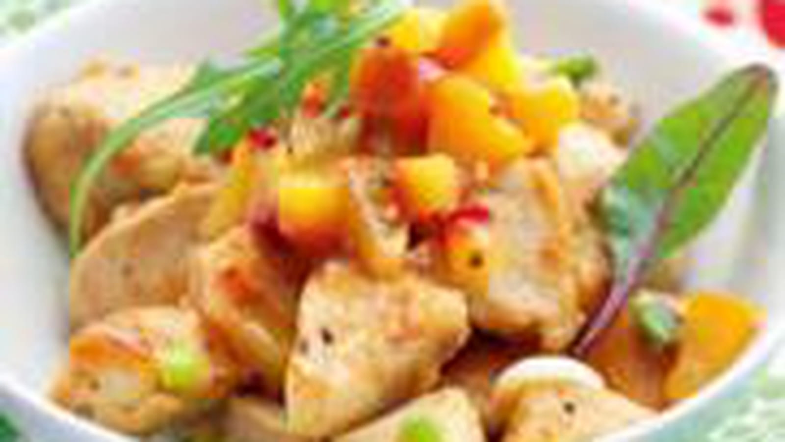 Poulet rôti et chutney de pêches