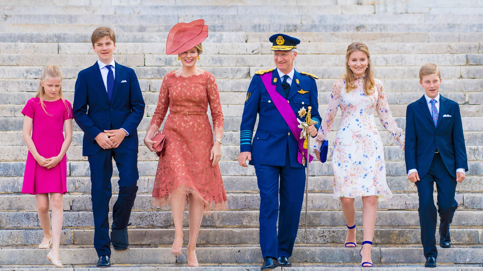 Princesse Éléonore, Prince Gabriel, Mathilde et Philippe de Belgique, Princesse Elisabeth et Prince Emmanuel