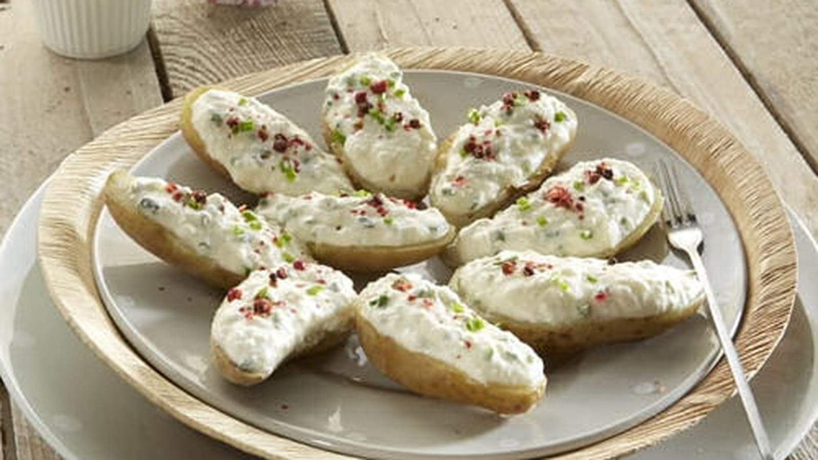 Tapas de pommes de terre Ratte du Touquet au chèvre frais