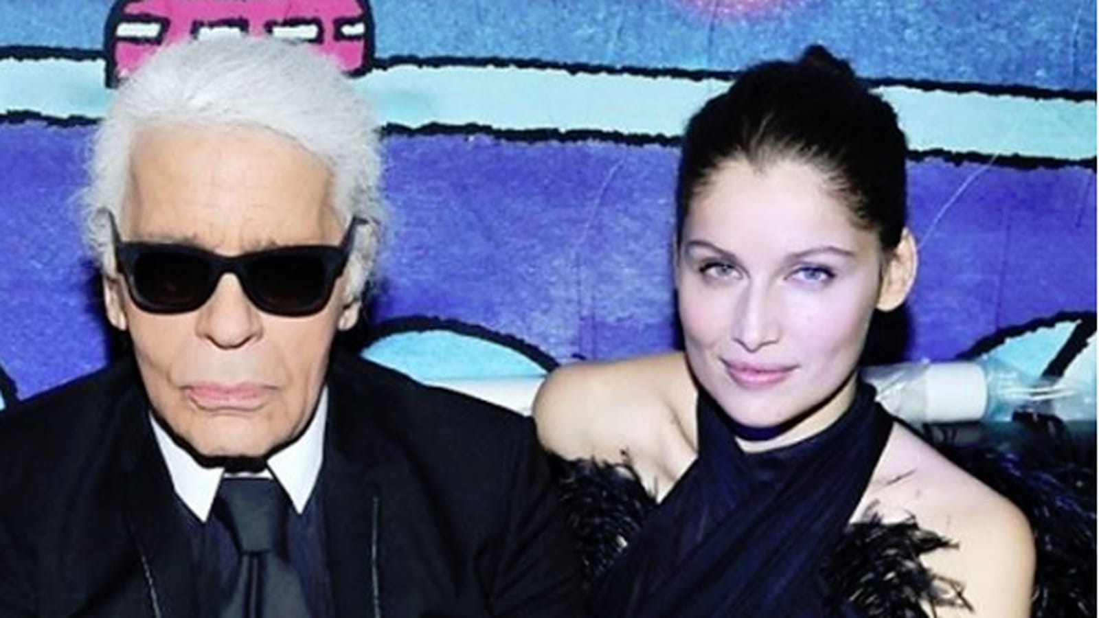 Laetita Casta et Karl Lagerfeld 