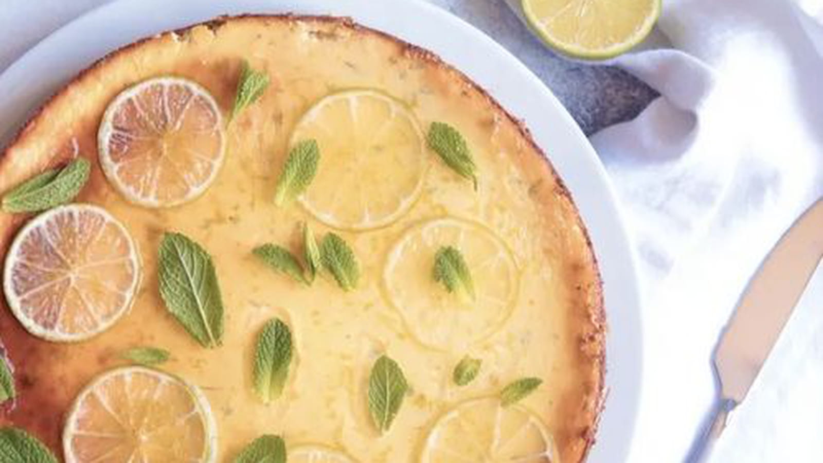 Cheesecake aux citrons verts et menthe fraîche