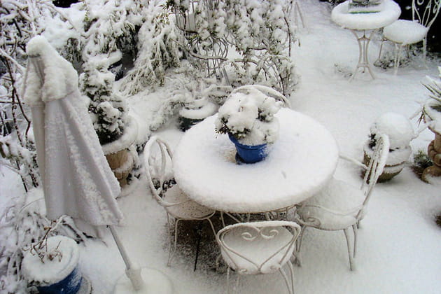 Salon de jardin en hiver