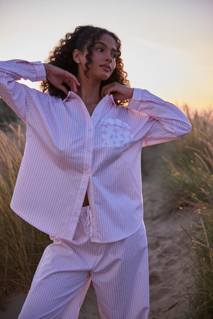Bloom & Stripe Pyjama Shirt & Bottoms
