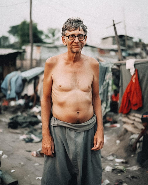 Bill Gates dans la plus grande pauvreté : photo du patron milliardaire de Microsoft en IA