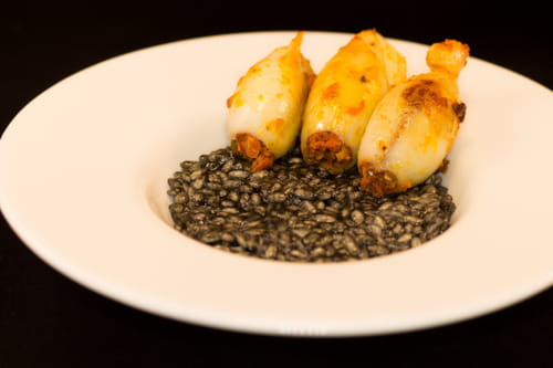 Black risotto et encornets au chorizo
